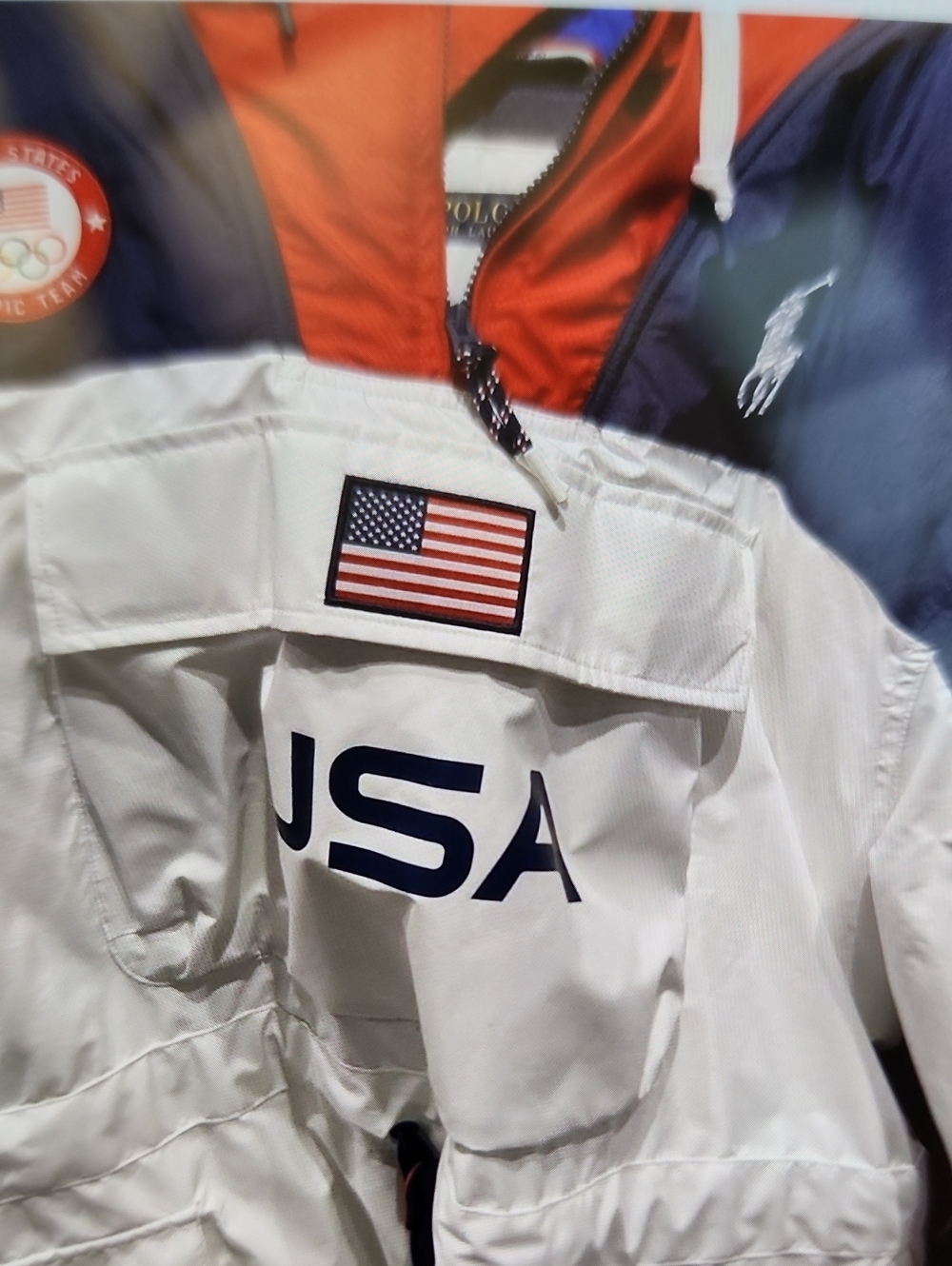 Men Ralph Lauren Team Usa Olmpics Usa Anorak Sz XL Whit Navy Red USA Puff Jacket